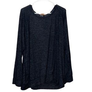 •BUFFALO DAVID BITTON•BLACK/DARK GRAY LONG SLEEVE SCOOPNECK TOP SIZE XXL